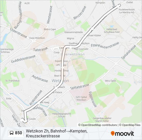 850 Bus Line Map