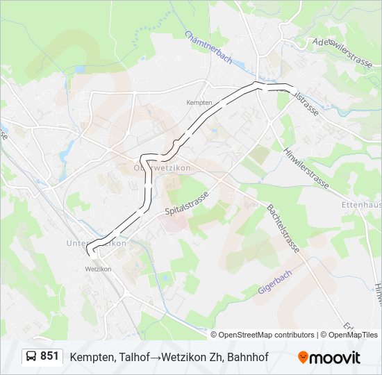 851 Bus Line Map