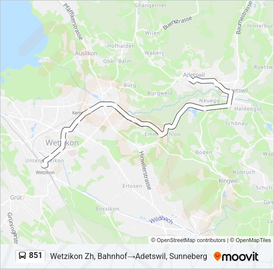 851 Bus Line Map