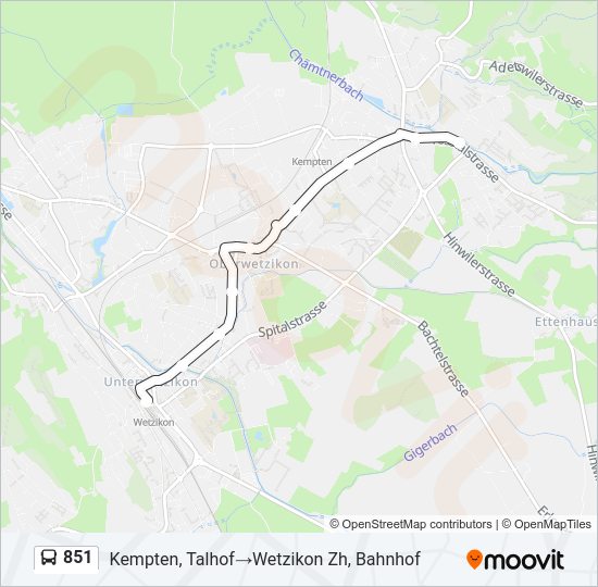 851 Bus Line Map
