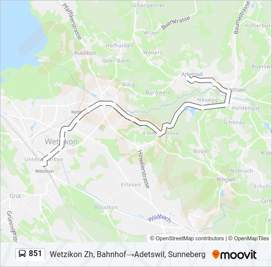 851 Bus Line Map