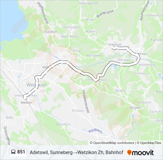 851 Bus Line Map
