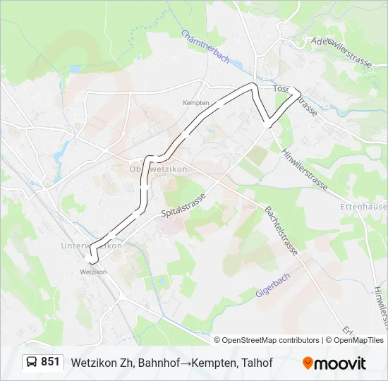 851 Bus Line Map