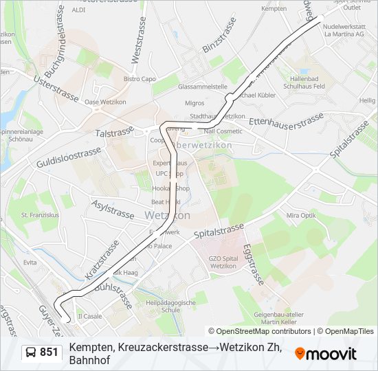 851 Bus Line Map