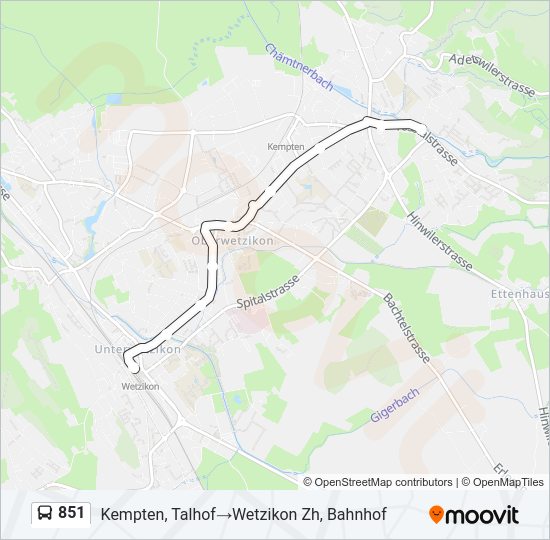 851 Bus Line Map