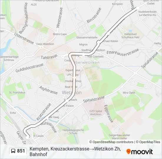 851 Bus Line Map