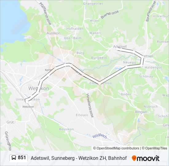 851 bus Line Map