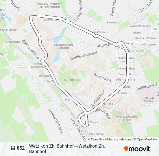 852 Bus Line Map