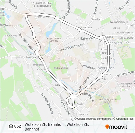852 Bus Line Map