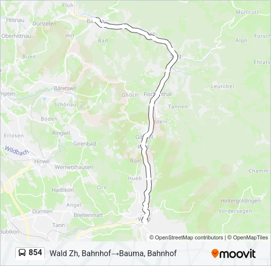 Plan de la ligne 854 de bus