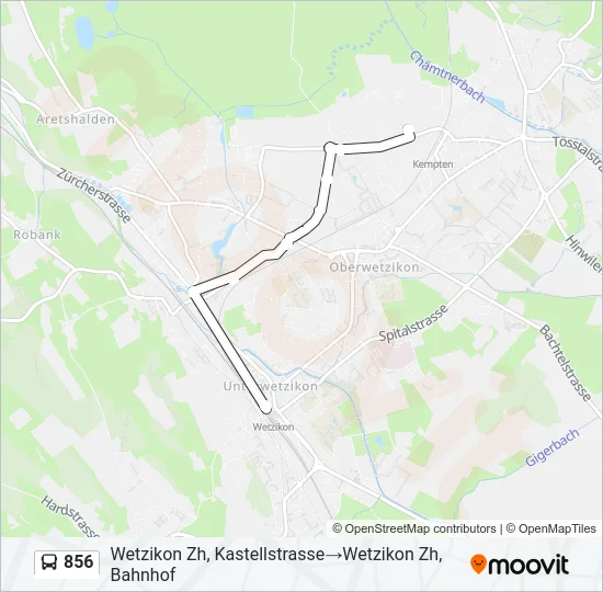 Plan de la ligne 856 de bus