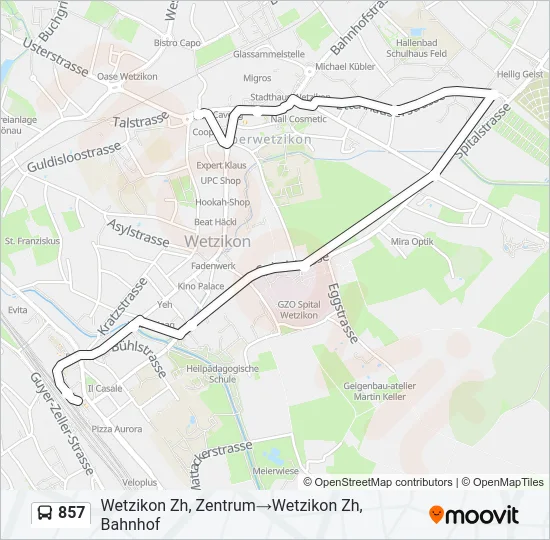Plan de la ligne 857 de bus