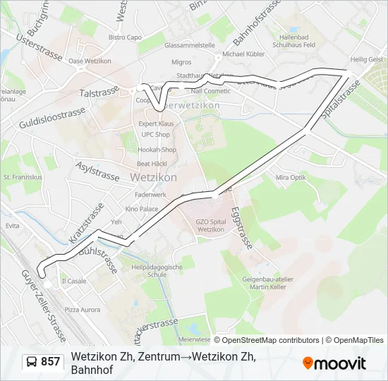 Plan de la ligne 857 de bus