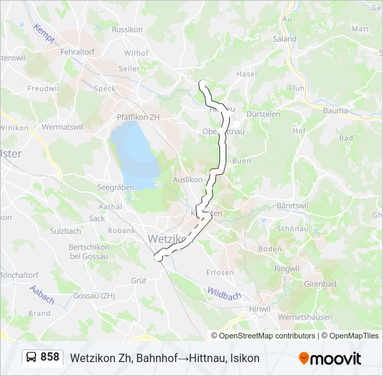 858 Bus Line Map