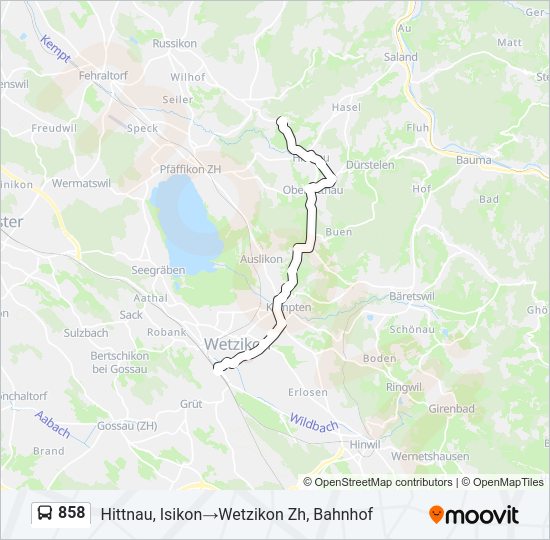 858 Bus Line Map