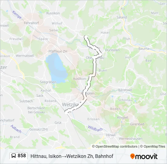 858 Bus Line Map