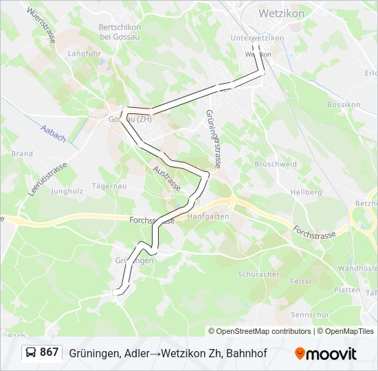 867 Bus Line Map