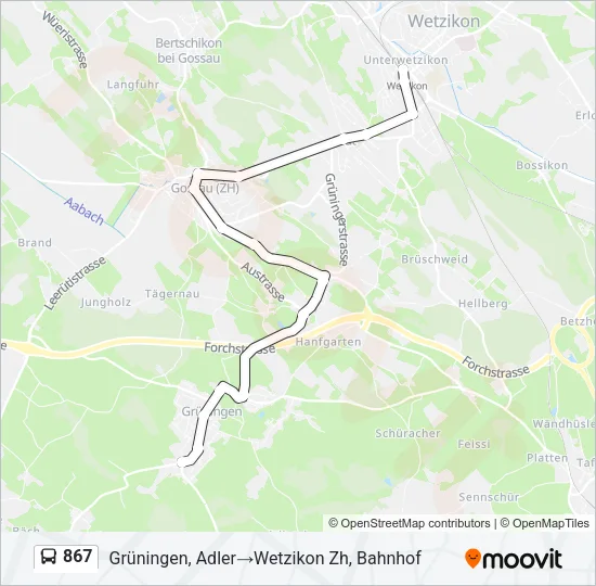 867 Bus Line Map
