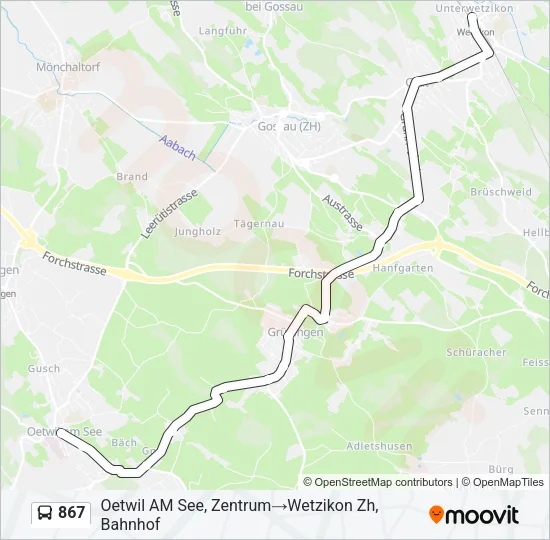 867 Bus Line Map