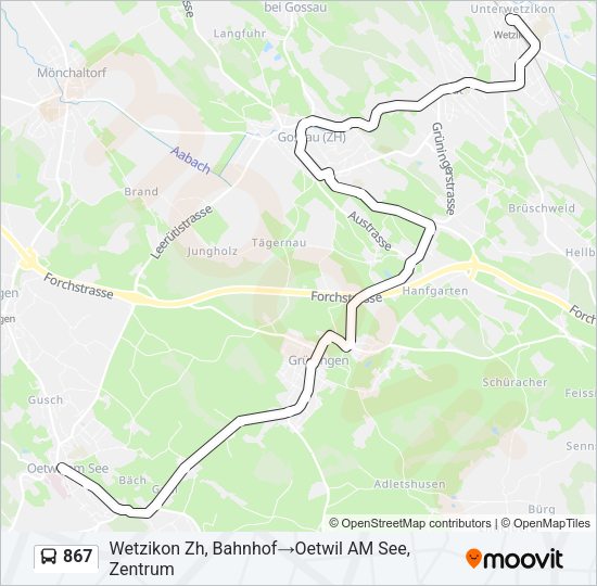 867 Bus Line Map