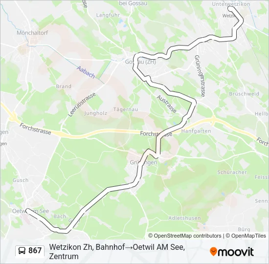 867 Bus Line Map