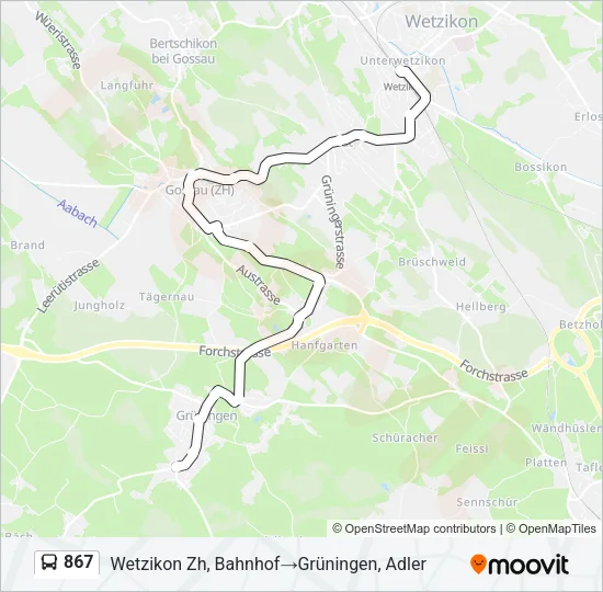 867 Bus Line Map
