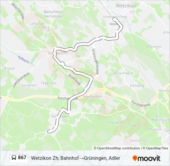 867 Bus Line Map