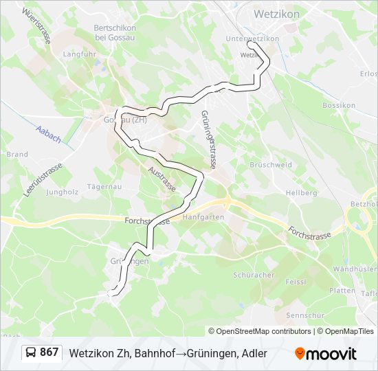 867 Bus Line Map
