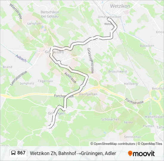 867 Bus Line Map