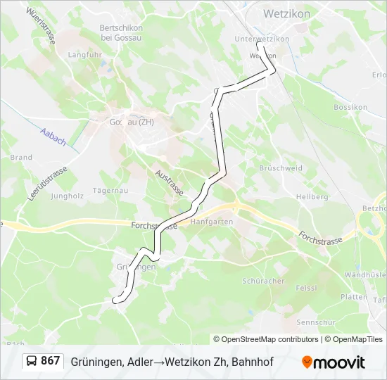 867 Bus Line Map