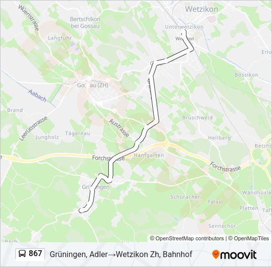 867 Bus Line Map