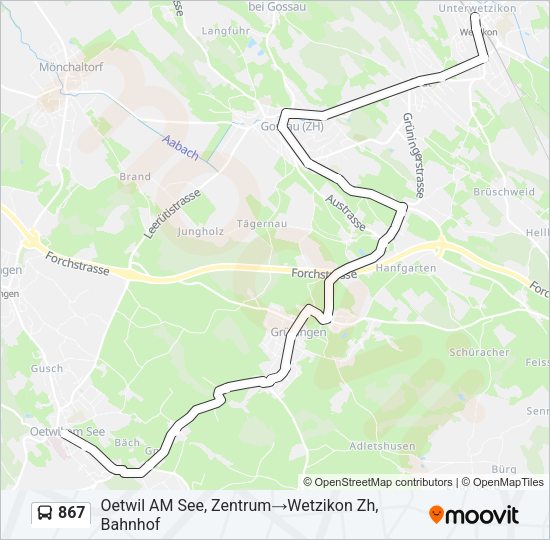 867 Bus Line Map