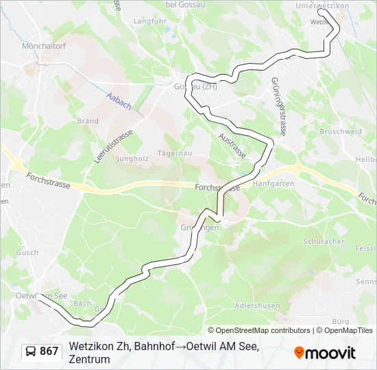 867 Bus Line Map