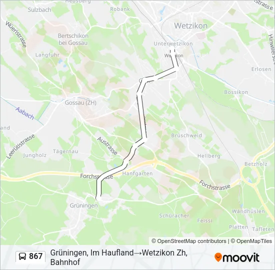867 Bus Line Map