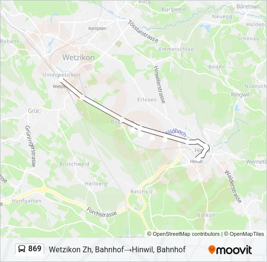 869 Bus Line Map