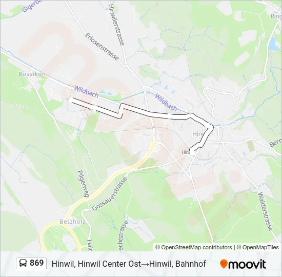 Plan de la ligne 869 de bus