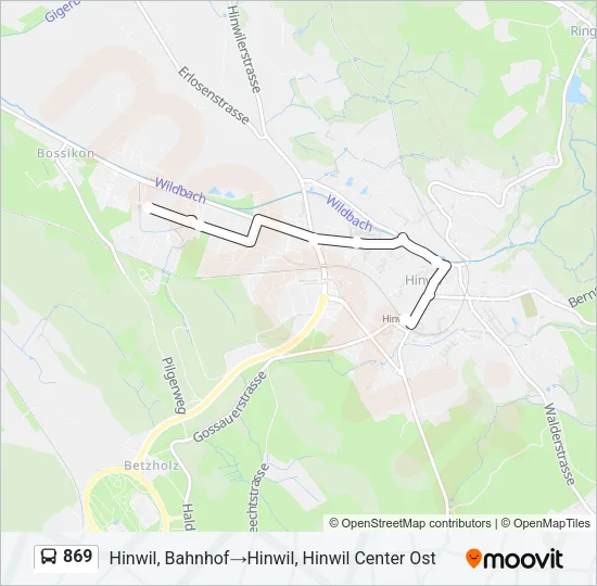 Plan de la ligne 869 de bus