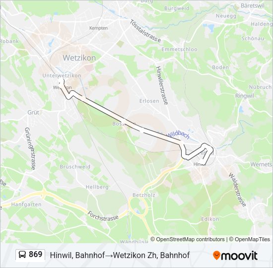 869 Bus Line Map