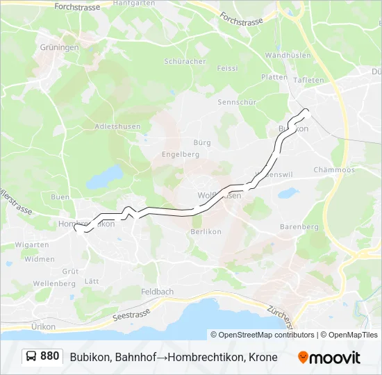 880 Bus Line Map
