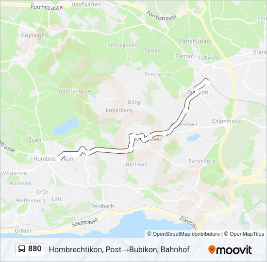880 Bus Line Map