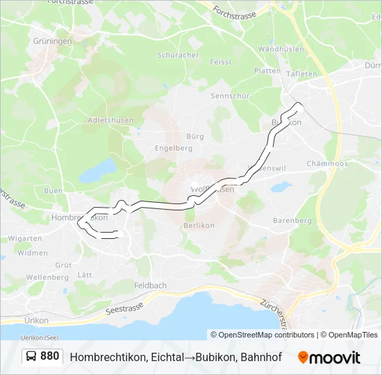 Plan de la ligne 880 de bus