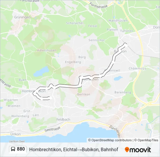 880 Bus Line Map