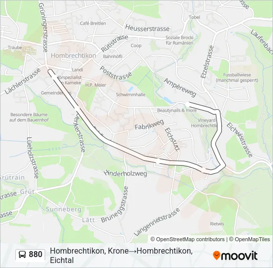 Plan de la ligne 880 de bus