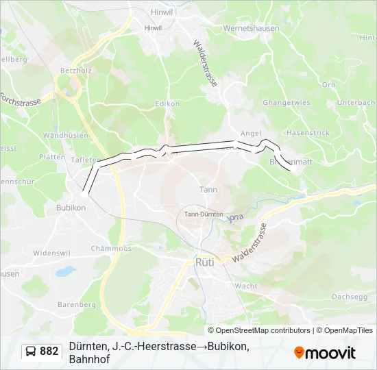 Plan de la ligne 882 de bus
