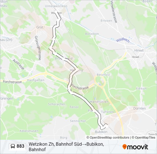 883 Bus Line Map
