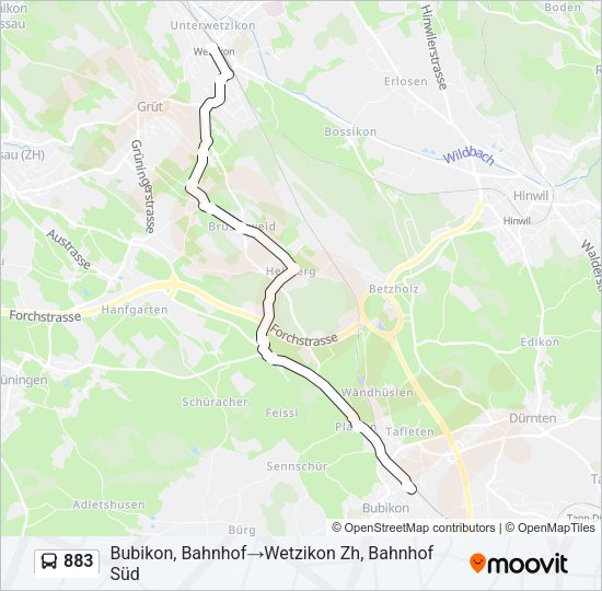 883 Bus Line Map