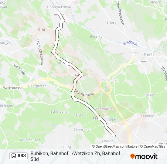 883 Bus Line Map