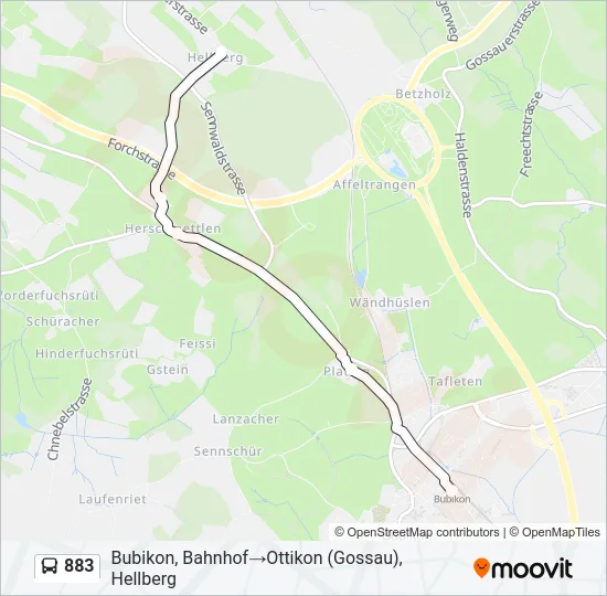 883 Bus Line Map