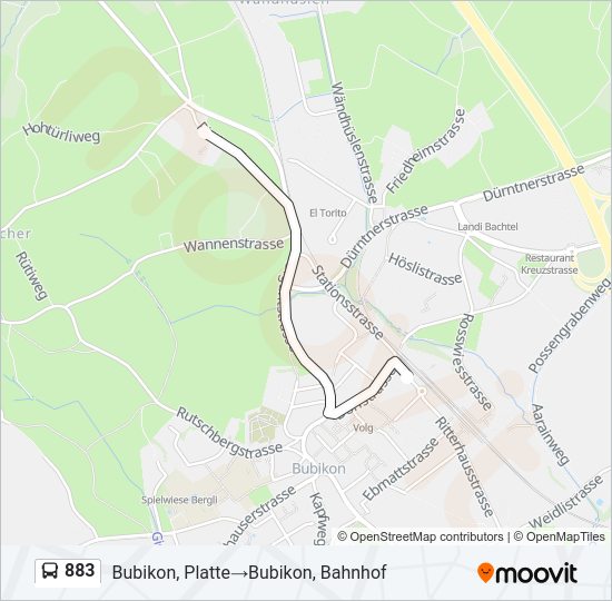 883 Bus Line Map