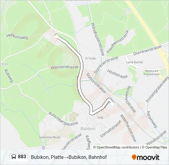 883 Bus Line Map